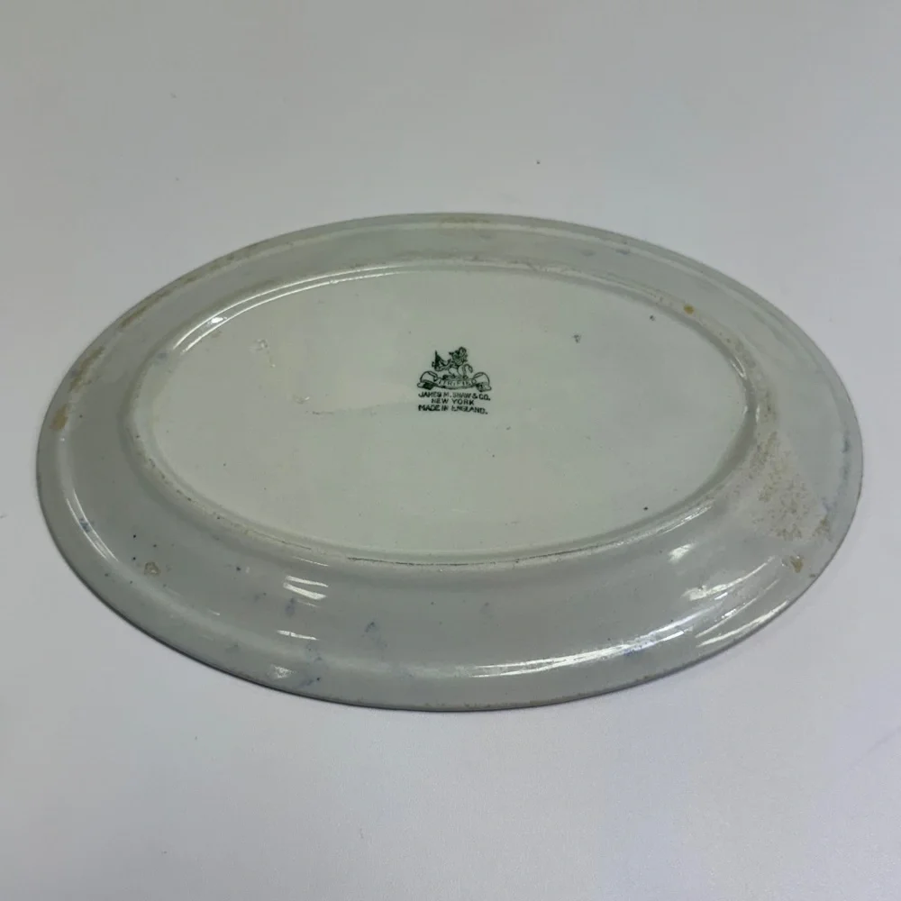 Vintage James M Shaw Delph Relish Oriental Blue Antique Plate